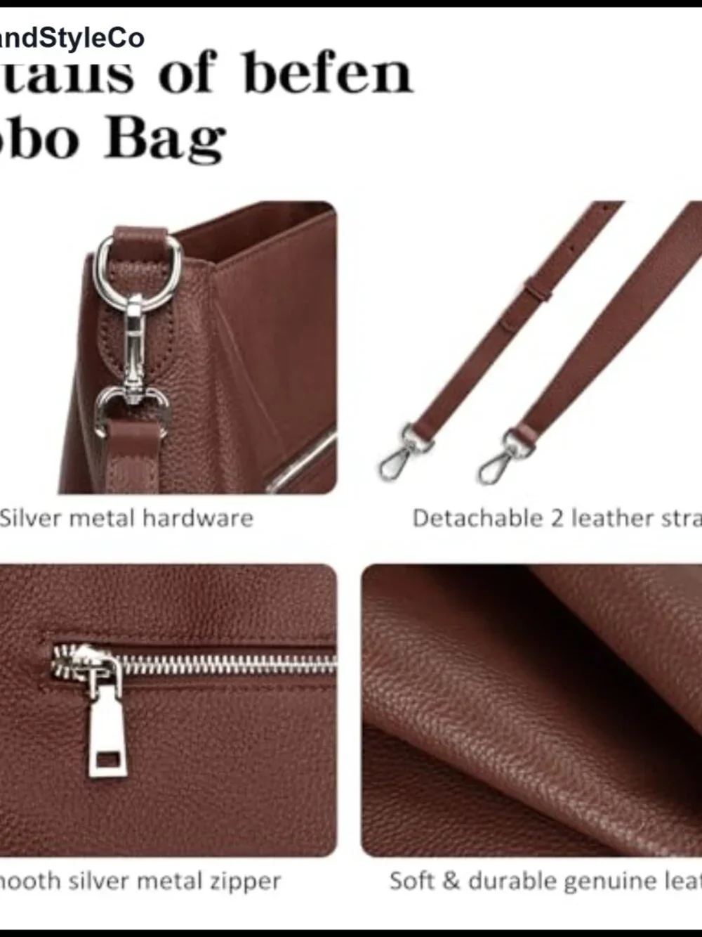 Genuine Leather Hobo Purse Crossbody Shoulder Bag